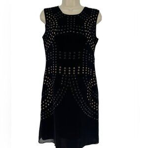 Cynthia Rowley Black Silk Studded Sheath Dress Size 6